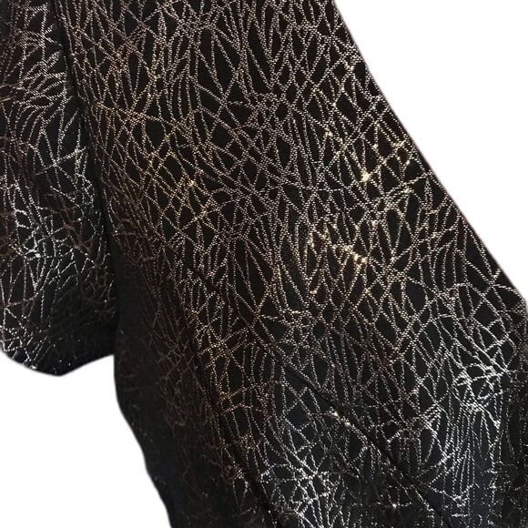 Vince Camuto Dress Women’s Size 8 Gold & Black Metallic Jacquard Cap Sleeve NWT - Picture 9 of 12